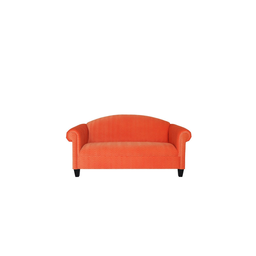 92" Orange Velvet Sofa With Black Legs Image 1