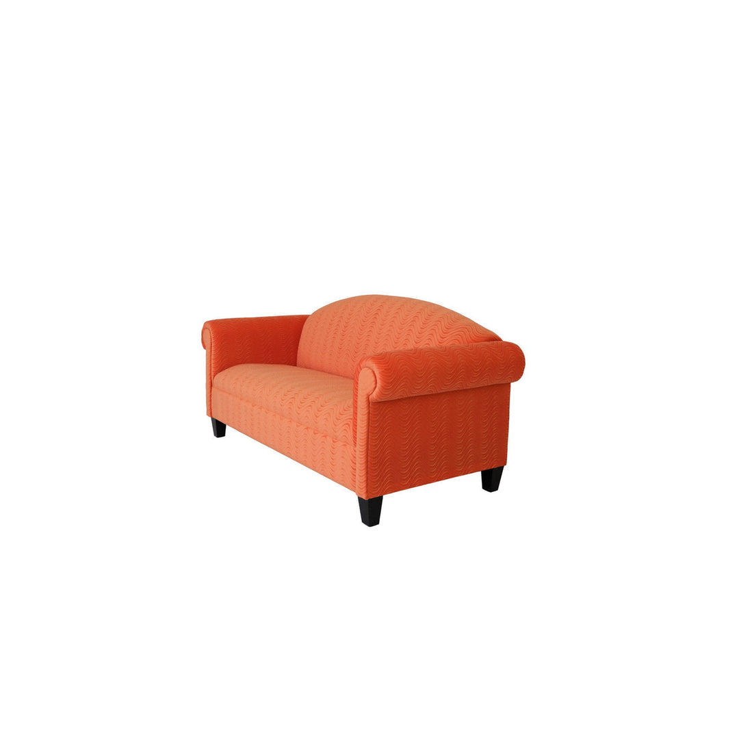 92" Orange Velvet Sofa With Black Legs Image 2