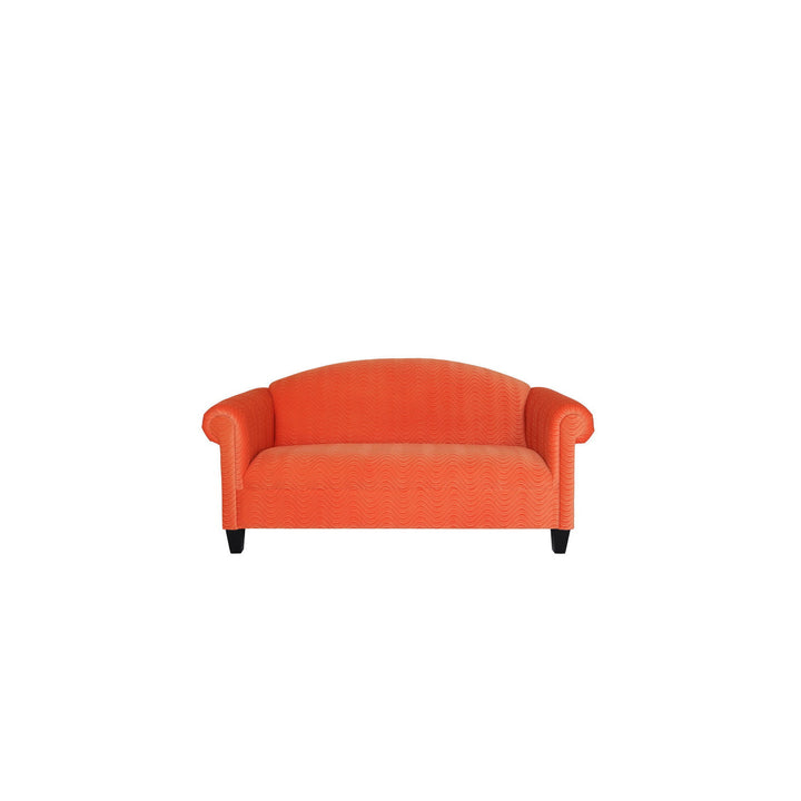 92" Orange Velvet Sofa With Black Legs Image 3