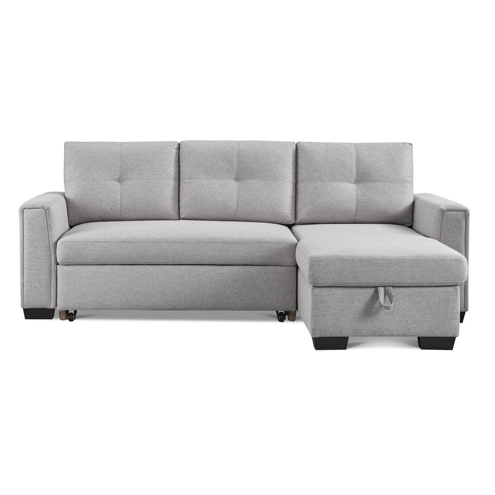 92" Light Gray Polyester Blend Convertible Futon Sleeper Sofa With Black Legs Image 9