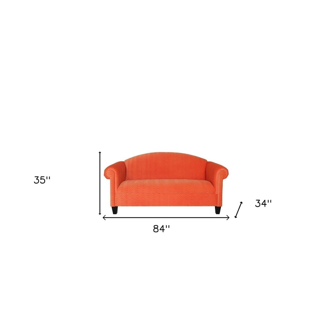 92" Orange Velvet Sofa With Black Legs Image 4