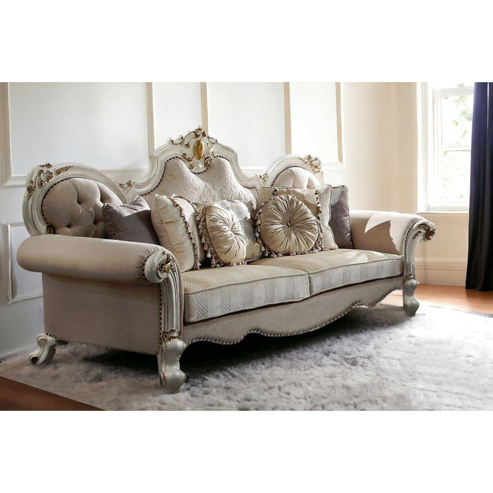 93" Pearl Velvet Sofa And Toss Pillows Image 2