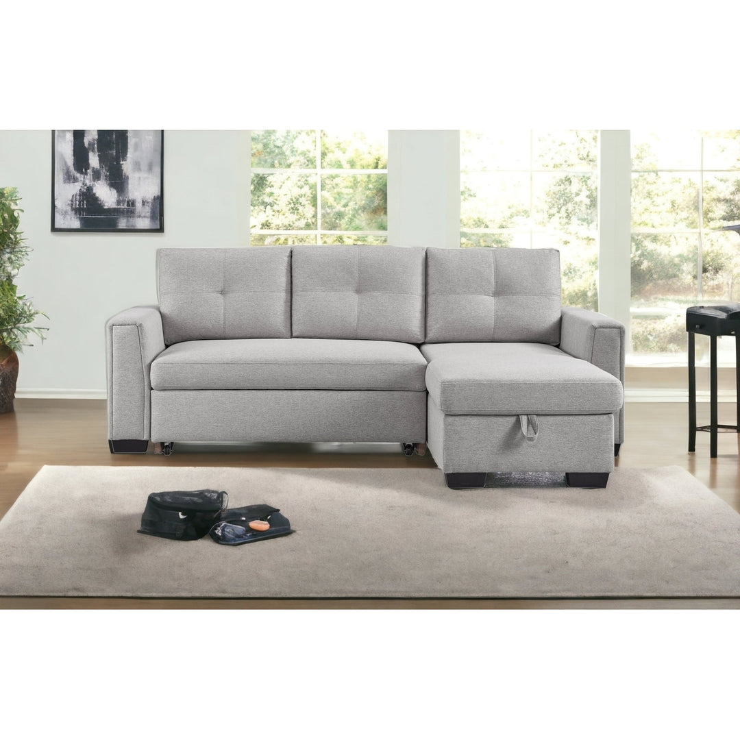 92" Light Gray Polyester Blend Convertible Futon Sleeper Sofa With Black Legs Image 10