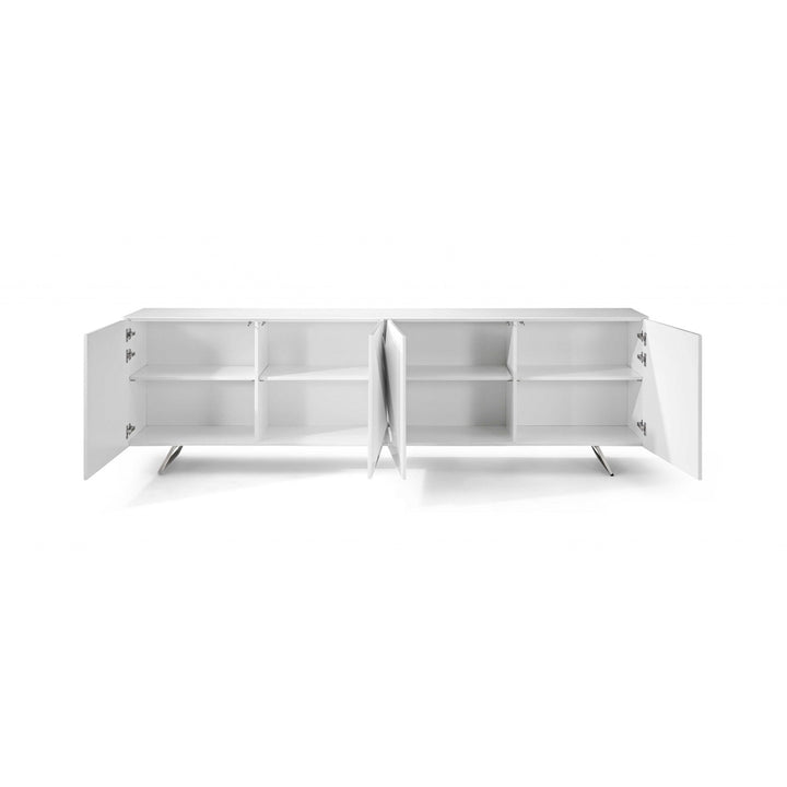 94" White Contemporary Storage Buffet Server Image 3