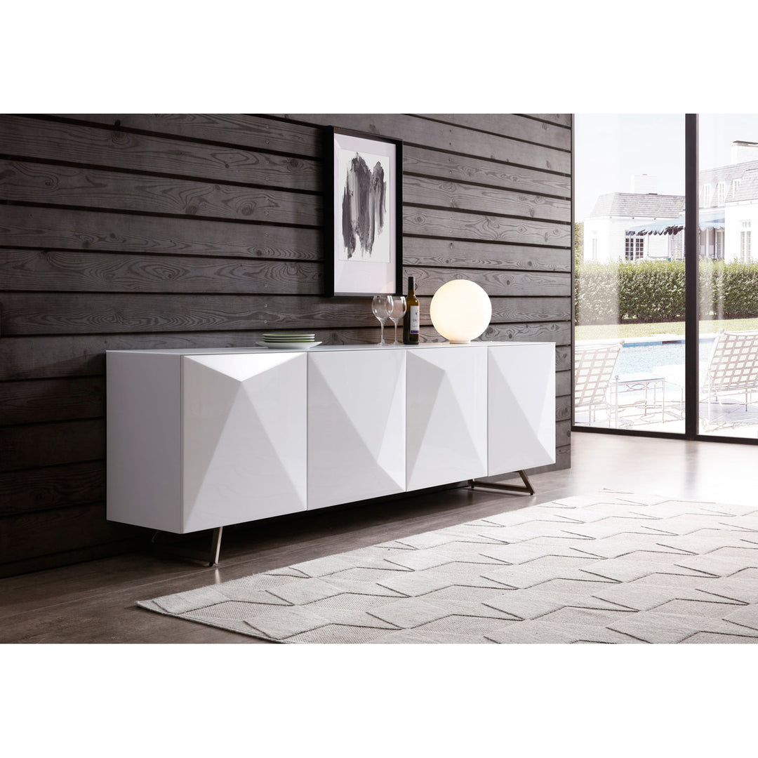 94" White Contemporary Storage Buffet Server Image 4