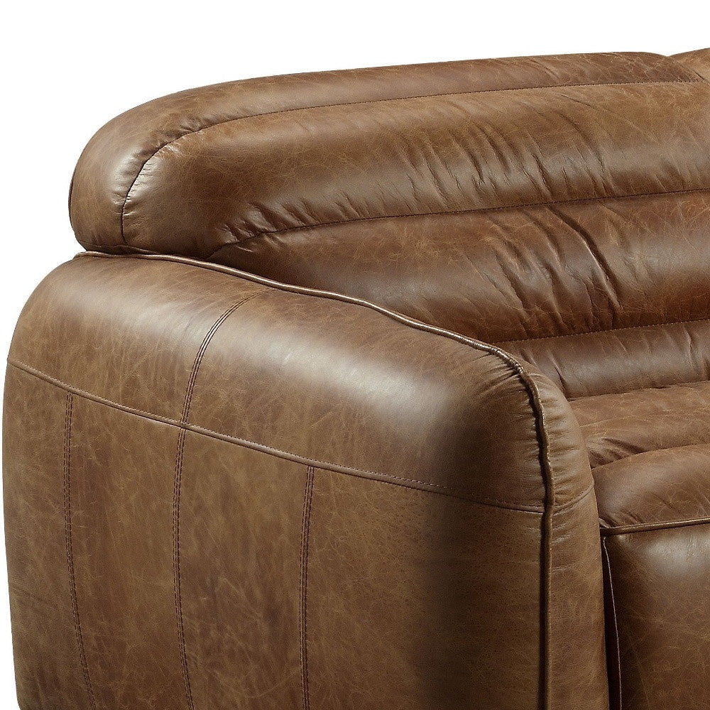 95" Dark Brown Top Grain Leather Sofa With Black Legs Image 2