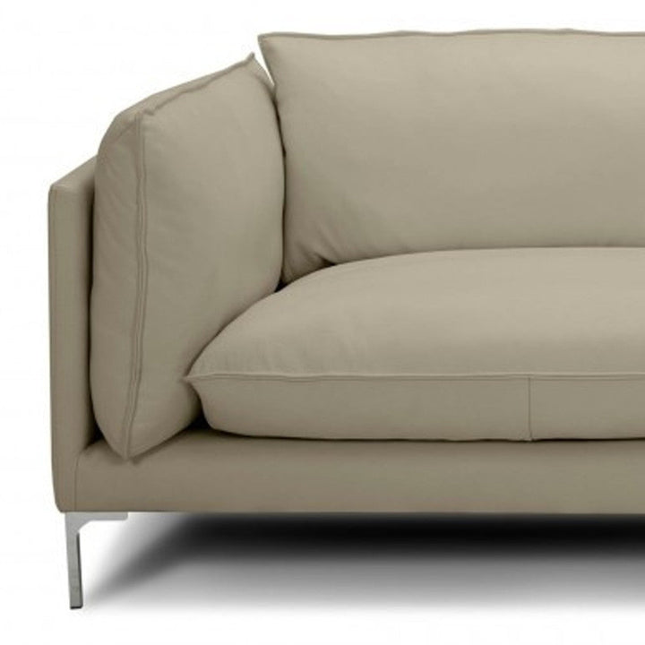 96" Taupe Top Grain Leather Sofa With Silver Legs Image 4