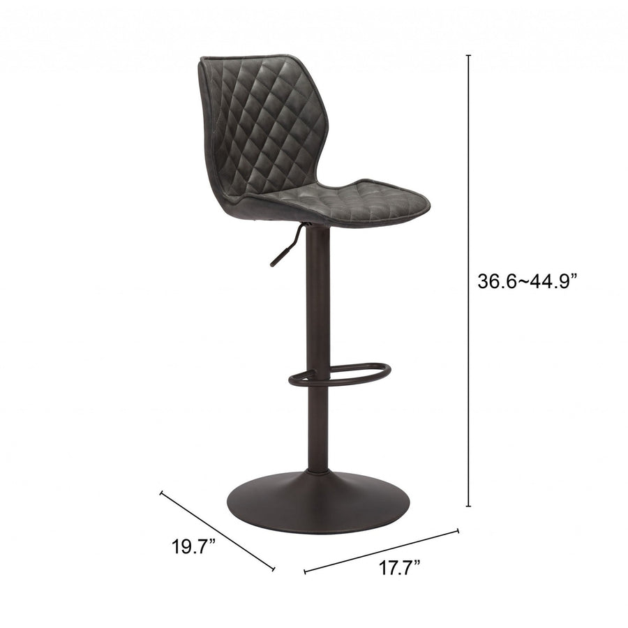 Adjustable Height Gray And Black Steel Swivel Low Back Counter Height Bar Chair Image 1