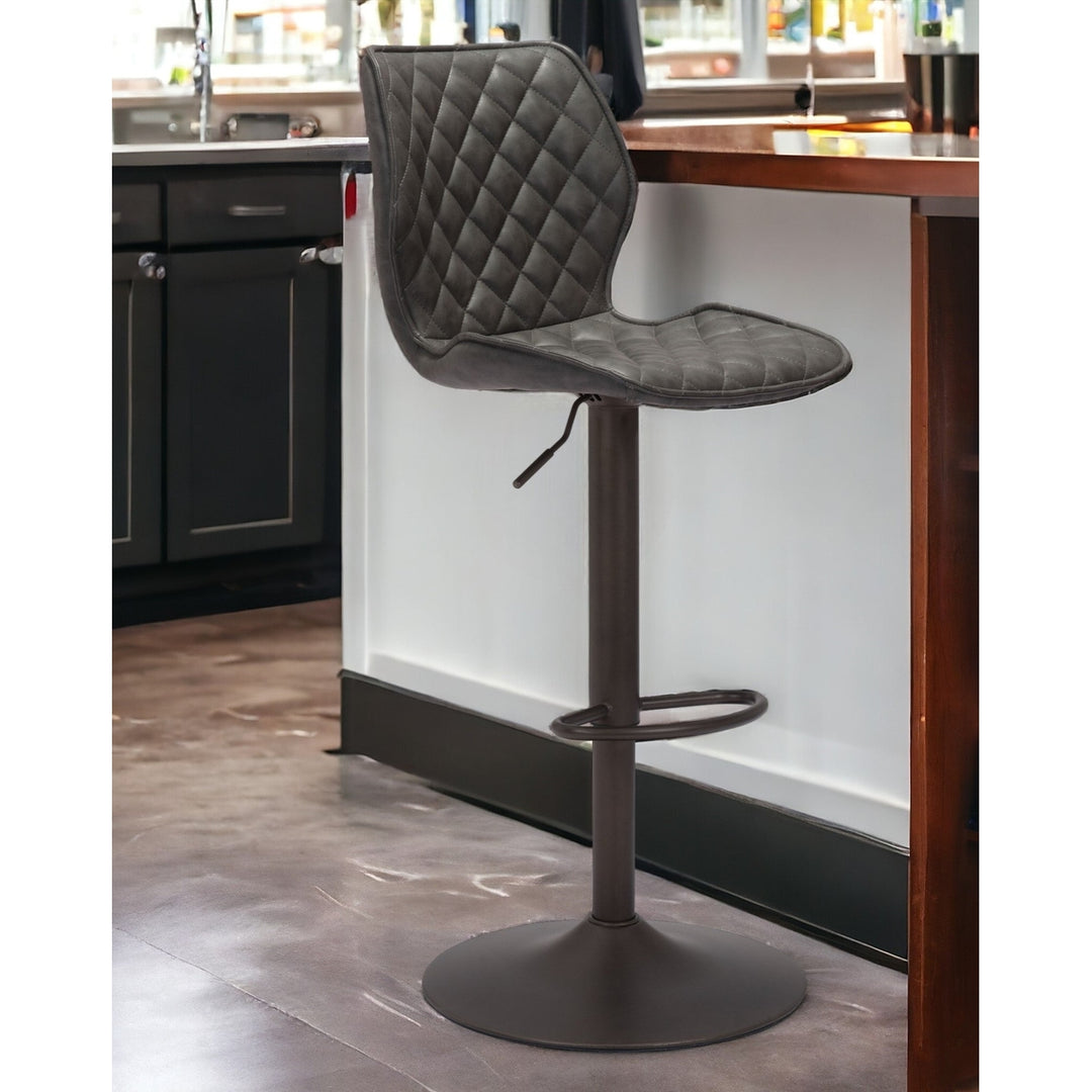 Adjustable Height Gray And Black Steel Swivel Low Back Counter Height Bar Chair Image 2