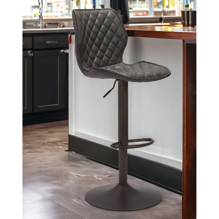 Adjustable Height Gray And Black Steel Swivel Low Back Counter Height Bar Chair Image 2