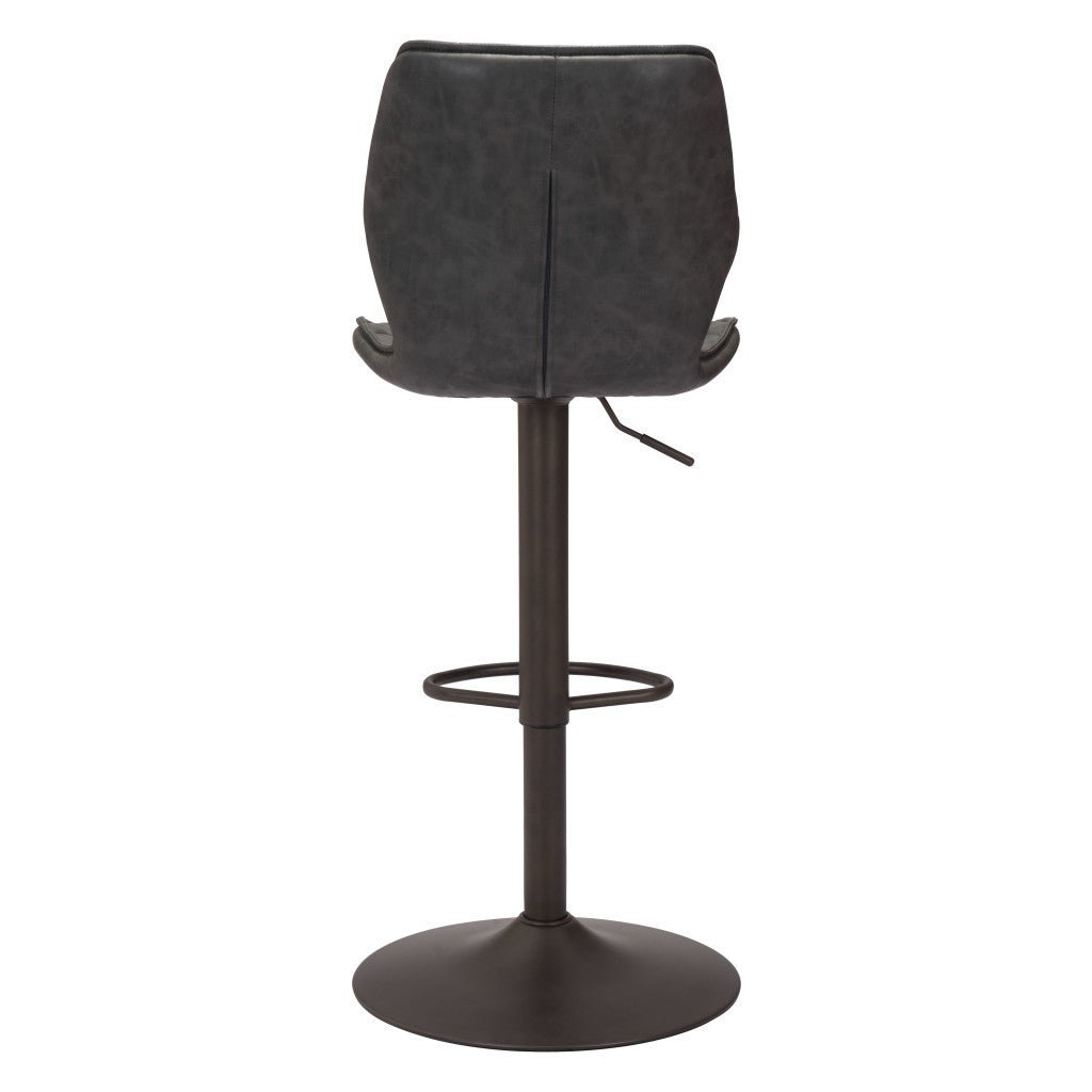 Adjustable Height Gray And Black Steel Swivel Low Back Counter Height Bar Chair Image 5