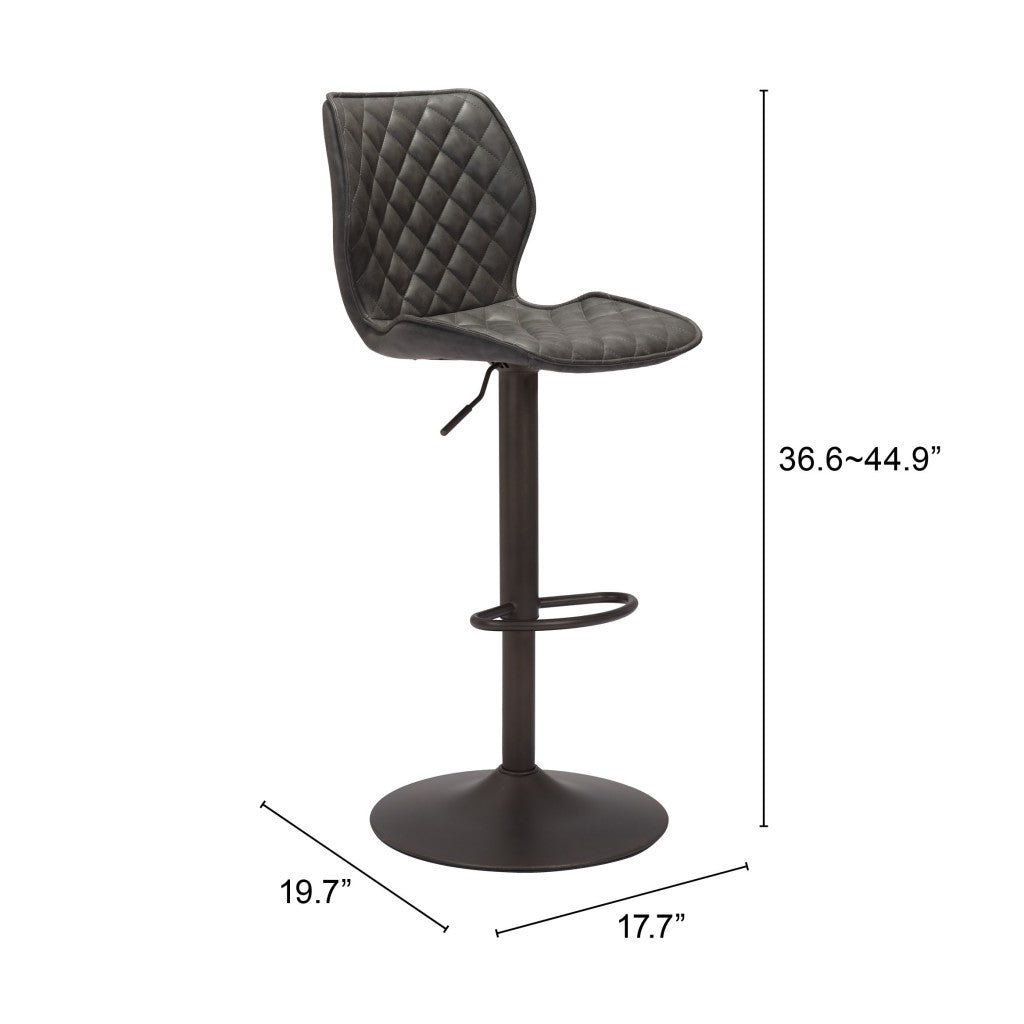 Adjustable Height Gray And Black Steel Swivel Low Back Counter Height Bar Chair Image 6