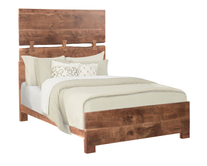 Live Edge Solid Wood Queen Brown Bed Image 1