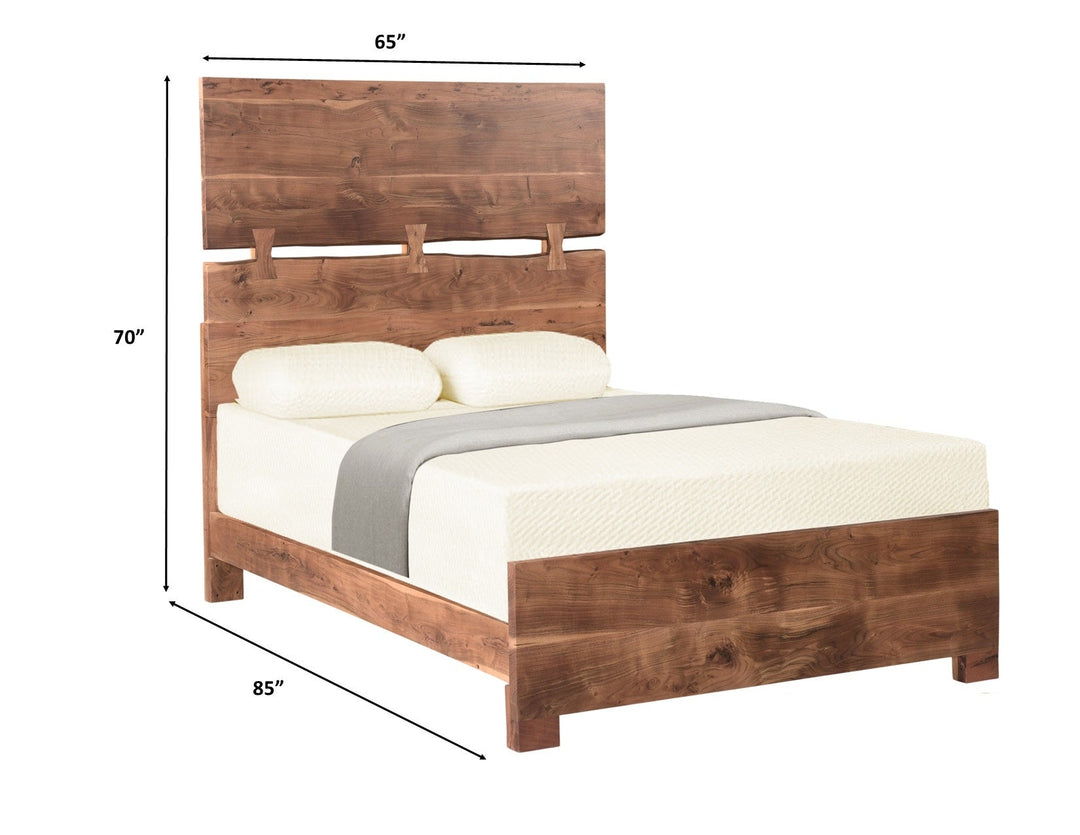 Live Edge Solid Wood Queen Brown Bed Image 6