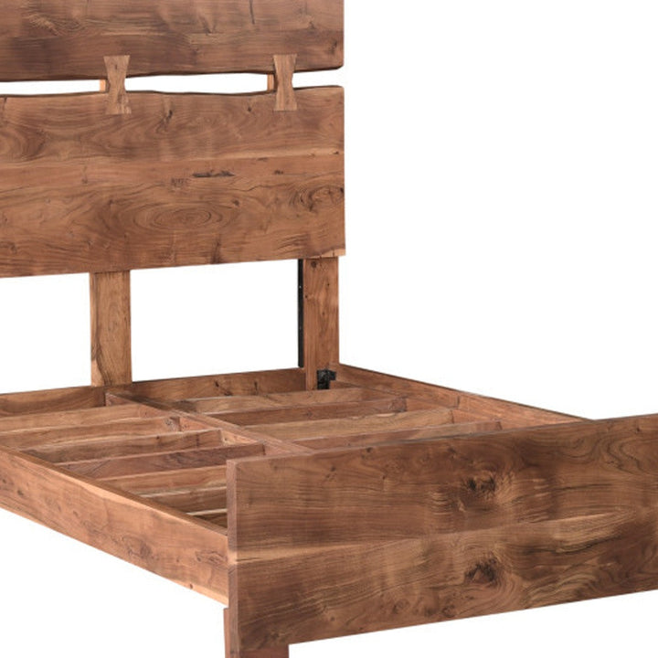 Live Edge Solid Wood Queen Brown Bed Image 7