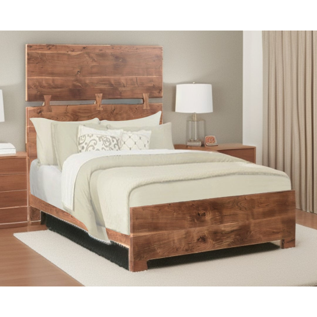 Live Edge Solid Wood Queen Brown Bed Image 9