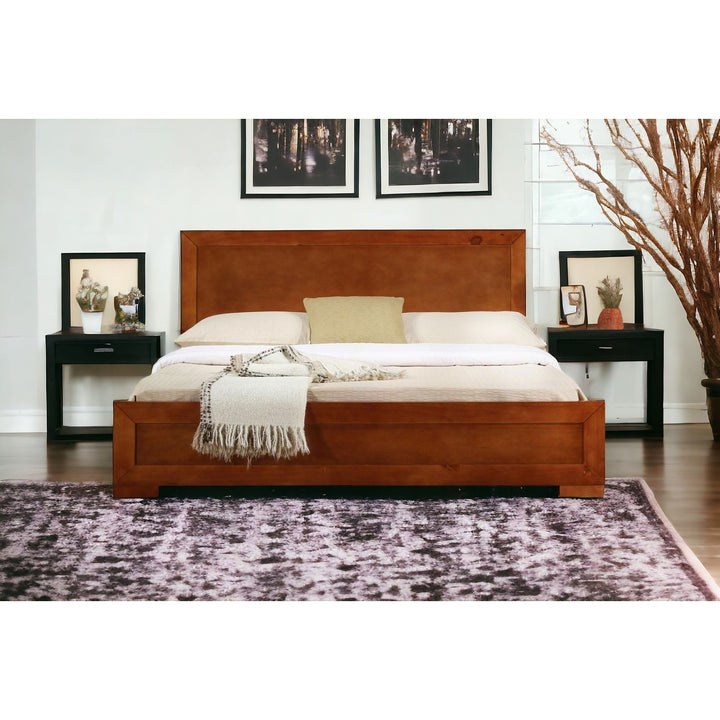 Walnut Wood Queen Platform Bed Image 3