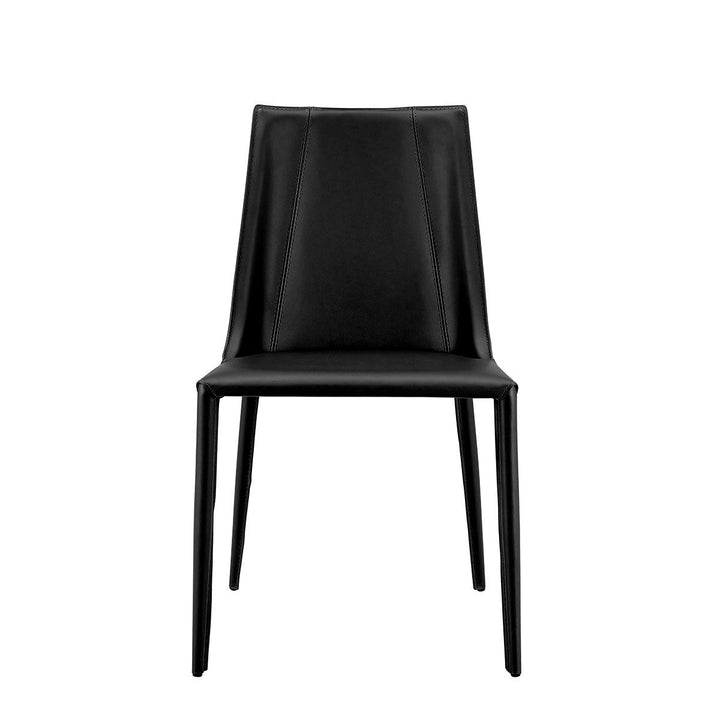 Sleek All Black Faux Leather Dining or Side Chair Image 1