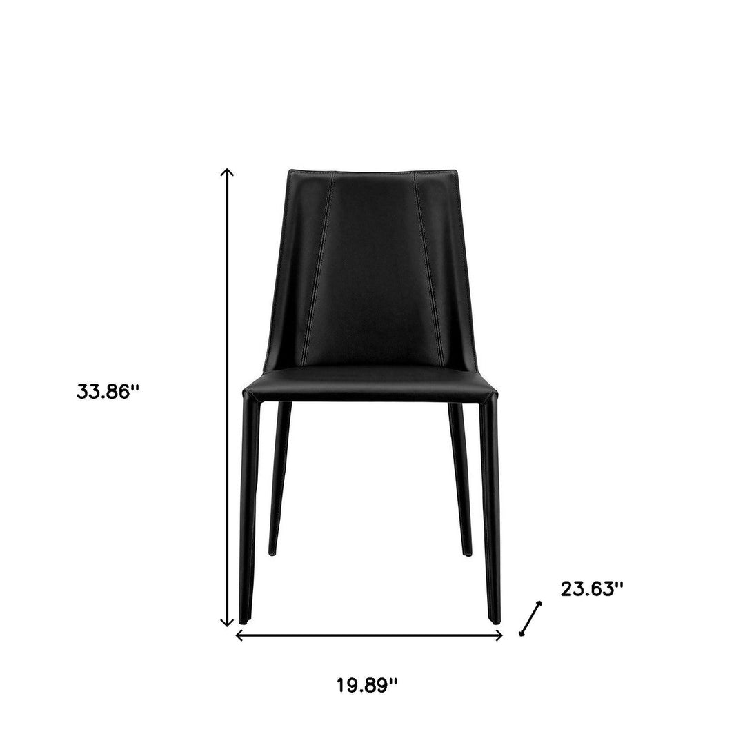 Sleek All Black Faux Leather Dining or Side Chair Image 9