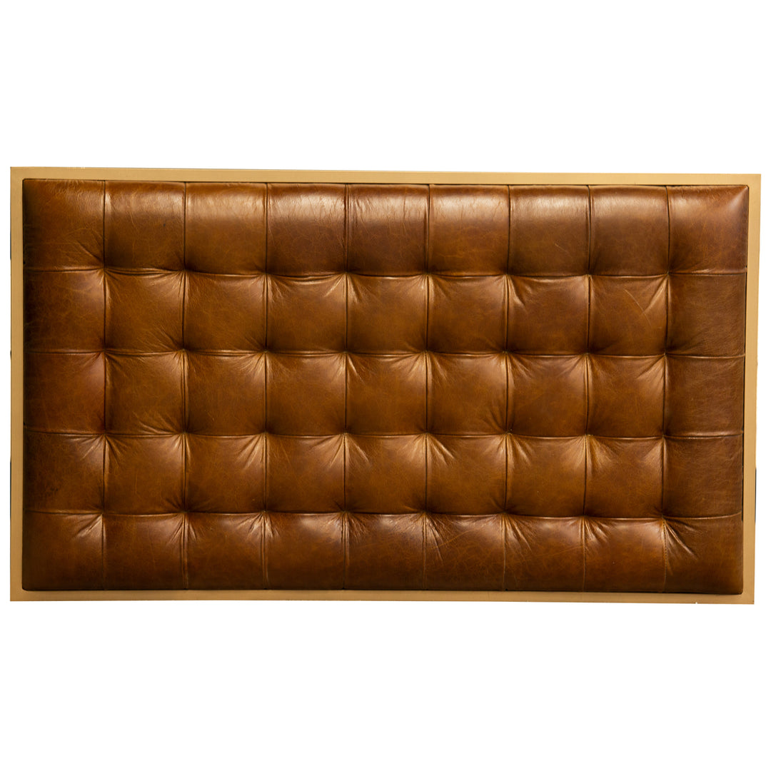 Ezra Tufted Coffee Table in Brown Leather Image 5