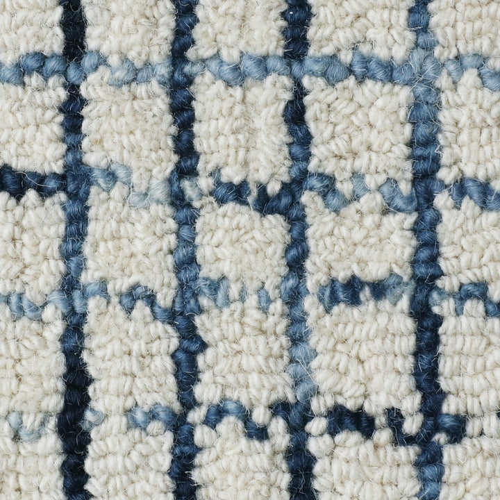 10 x 14 Blue and Ivory Wool Checkered Hand Hooked Area Rug Image 5