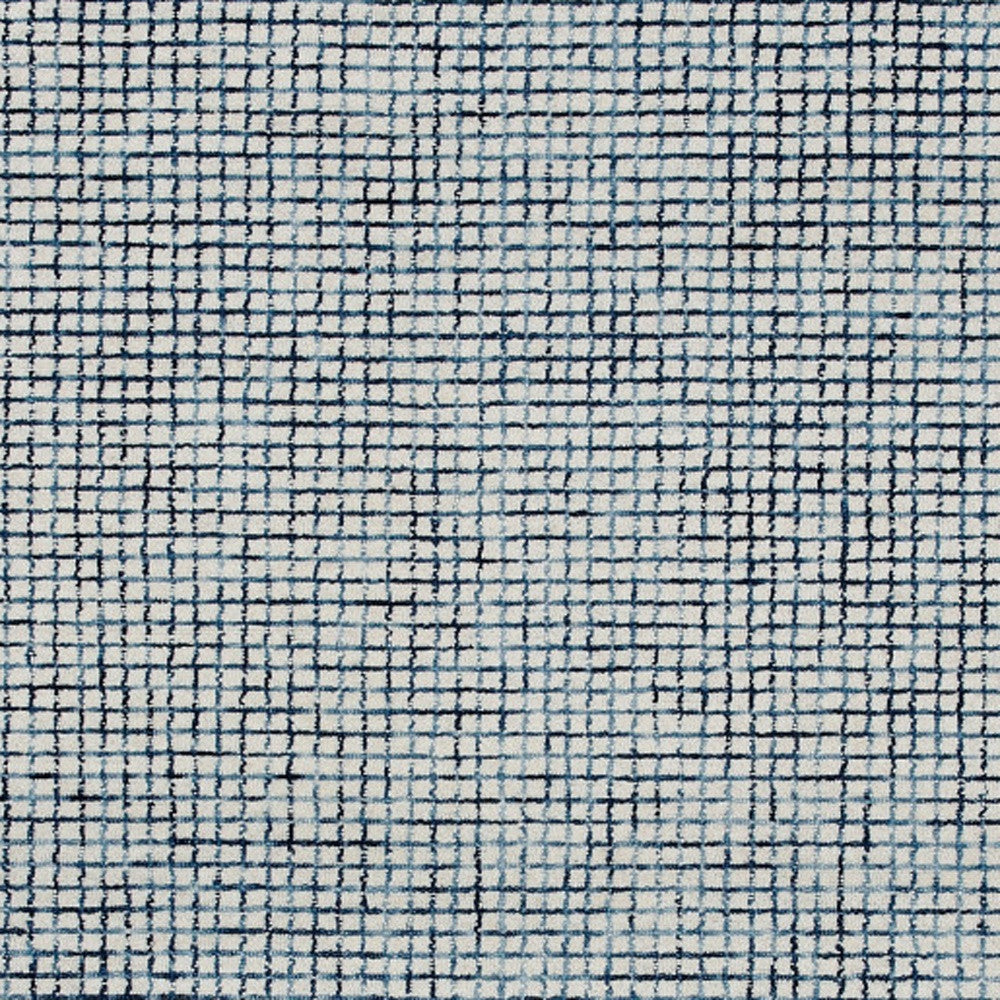 10 x 14 Blue and Ivory Wool Checkered Hand Hooked Area Rug Image 12