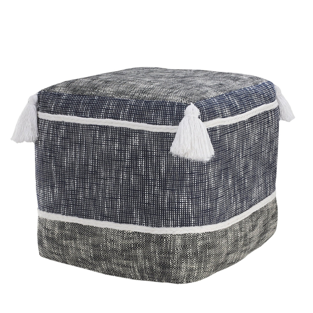 16" Blue Polyester Ottoman Image 6