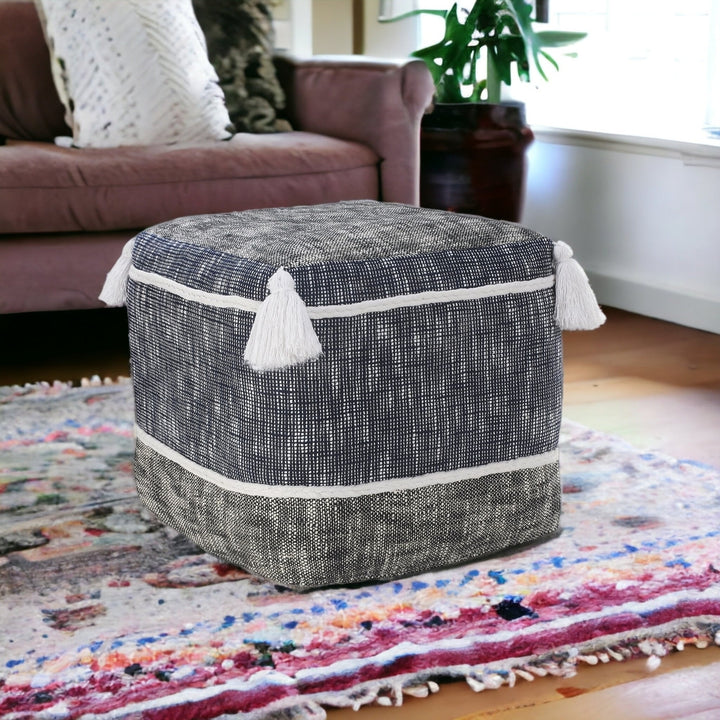 16" Blue Polyester Ottoman Image 11