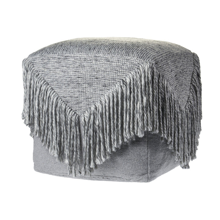 18" Gray Wool Ottoman Image 3