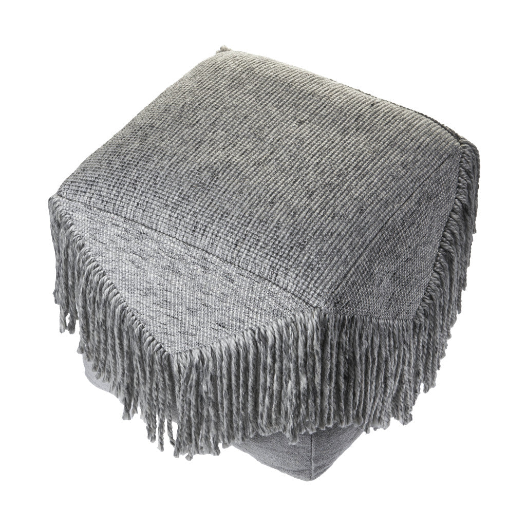 18" Gray Wool Ottoman Image 4