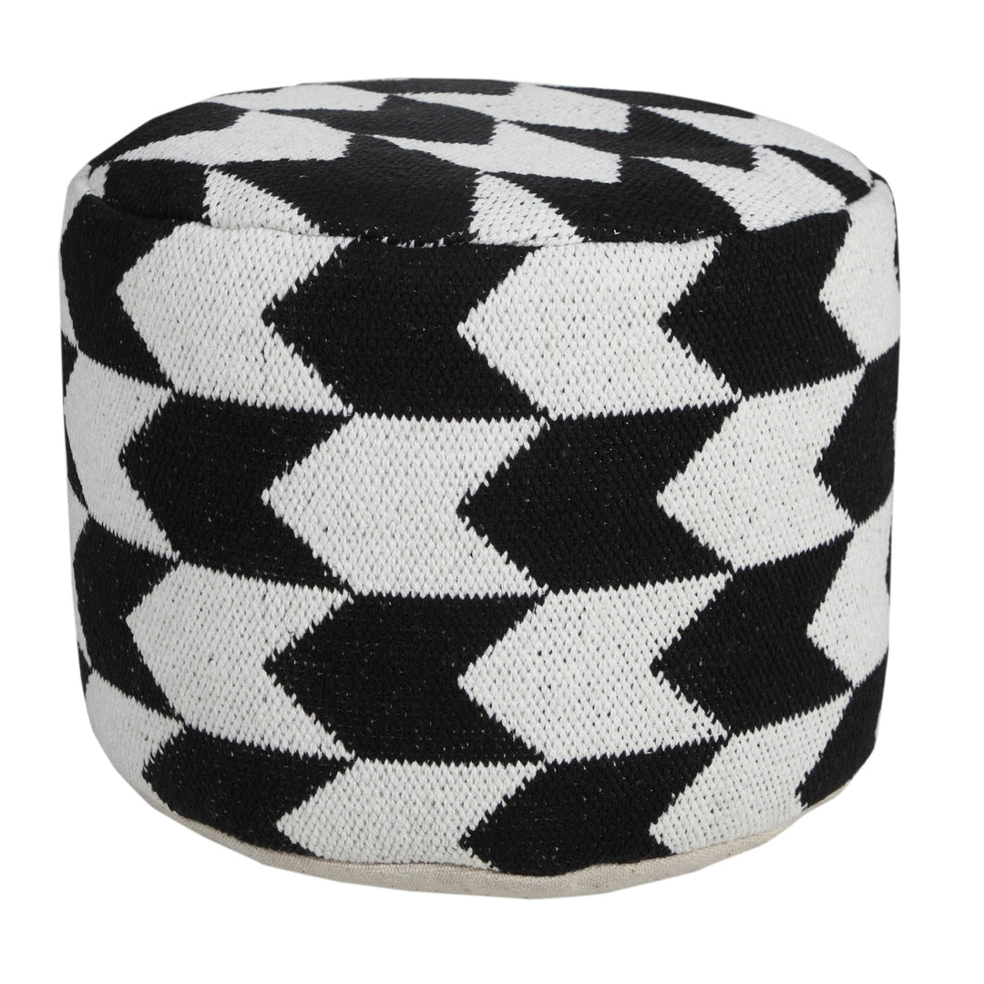 18" Black Cotton Blend Ottoman Image 1