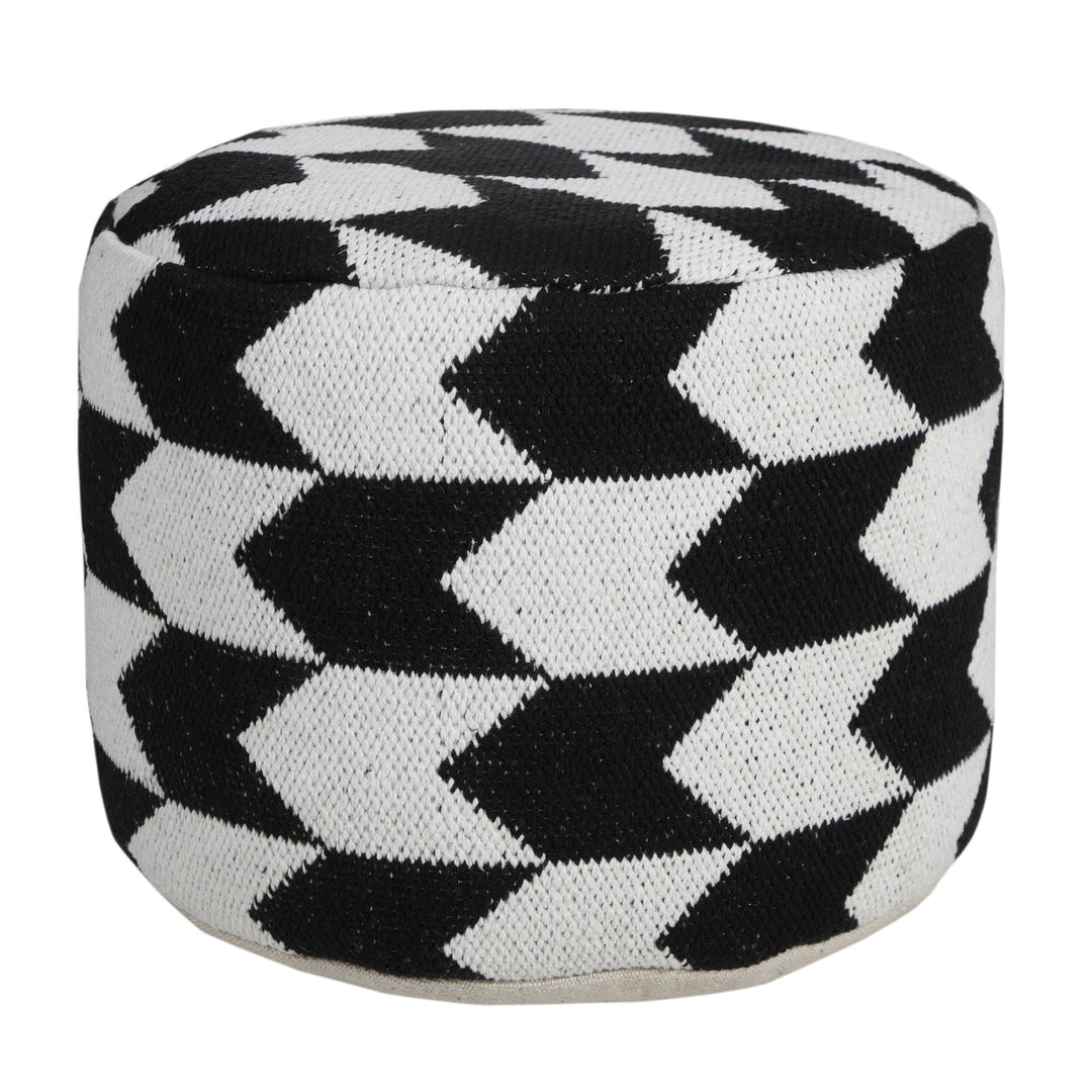 18" Black Cotton Blend Ottoman Image 4