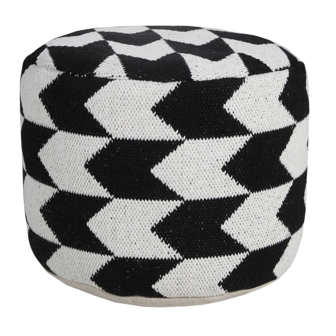 18" Black Cotton Blend Ottoman Image 5