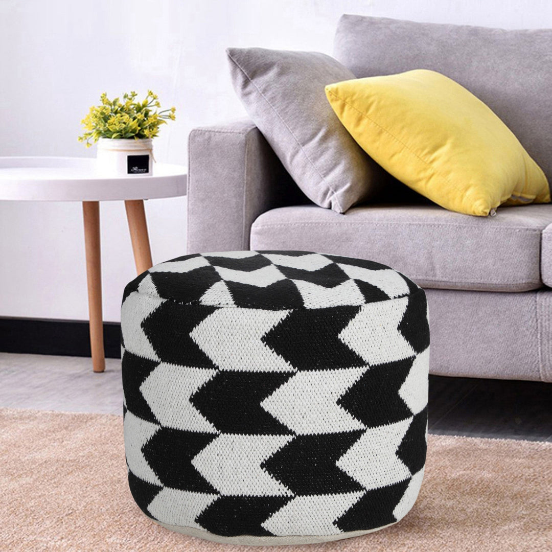 18" Black Cotton Blend Ottoman Image 7