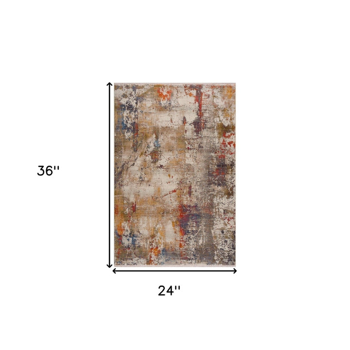 2 X 3 Gray Abstract Distressed Area Rug Image 10