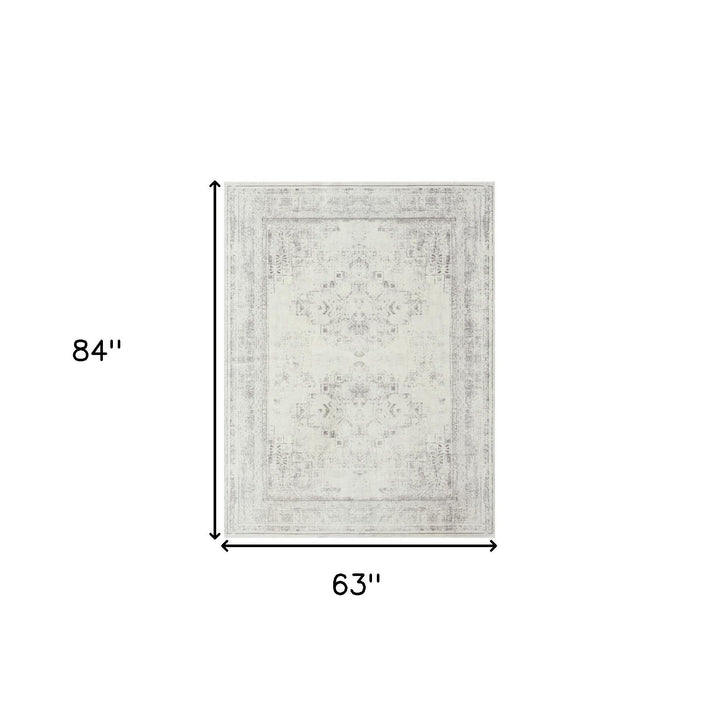 2 X 5 Gray Medallion Washable Non Skid Area Rug Image 4