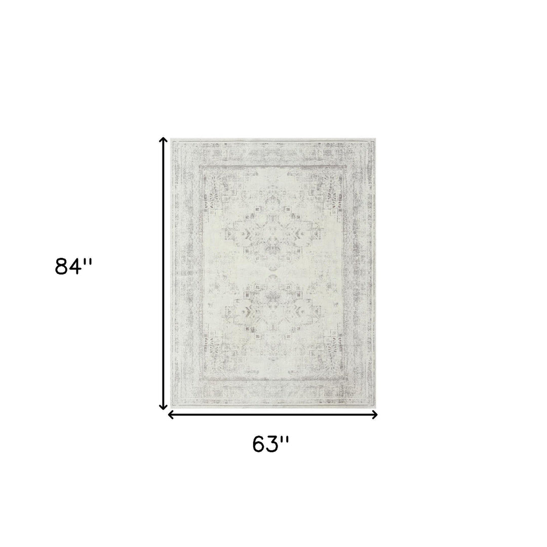 2 X 5 Gray Medallion Washable Non Skid Area Rug Image 1