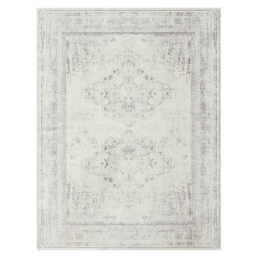 2 X 5 Gray Medallion Washable Non Skid Area Rug Image 1