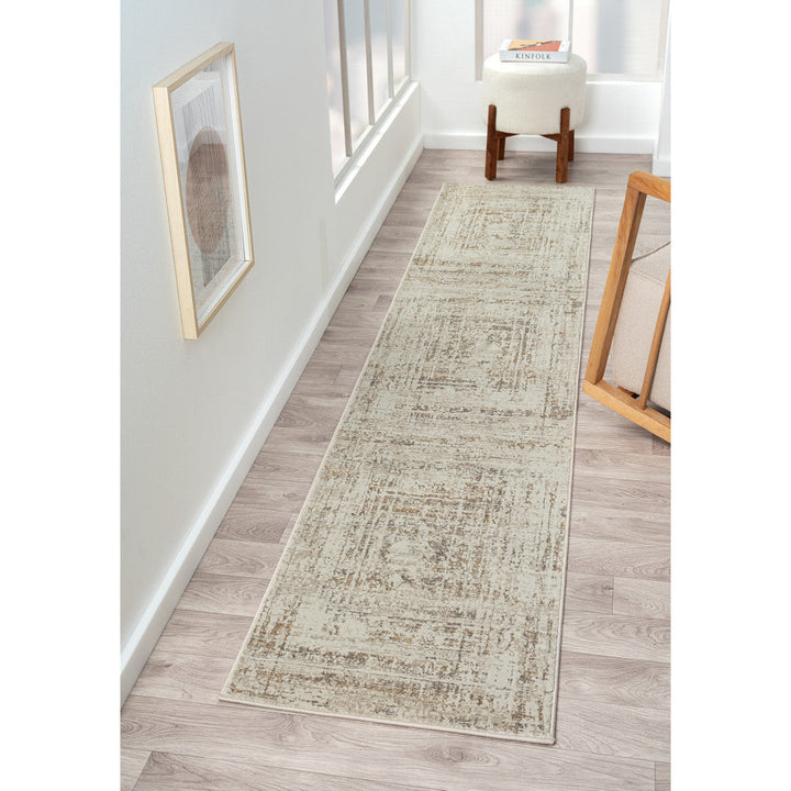 2 X 3 Beige Abstract Distressed Area Rug Image 5