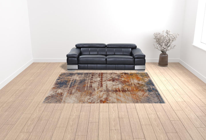 4 X 6 Gray Abstract Distressed Area Rug Image 5