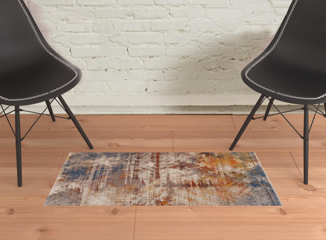 4 X 6 Gray Abstract Distressed Area Rug Image 6