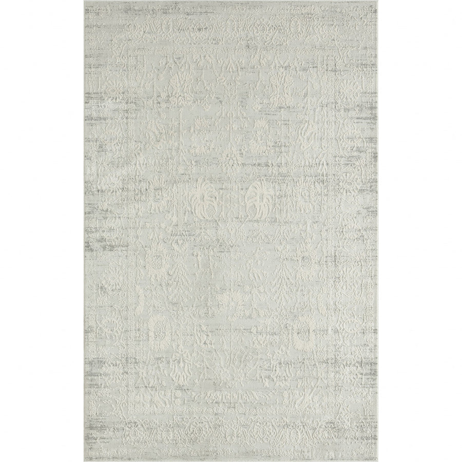 2 X 3 Ivory And Gray Floral Stain Resistant Area Rug Image 1