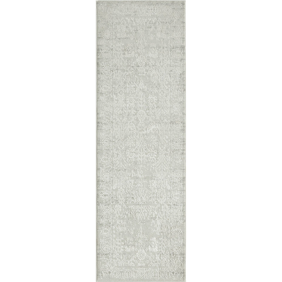 2 X 6 Ivory And Gray Floral Stain Resistant Area Rug Image 1