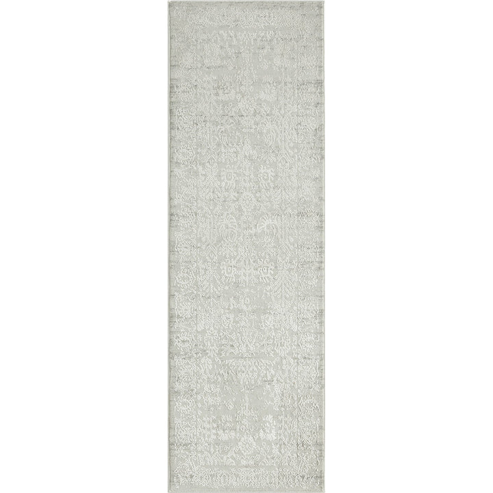 2 X 6 Ivory And Gray Floral Stain Resistant Area Rug Image 1