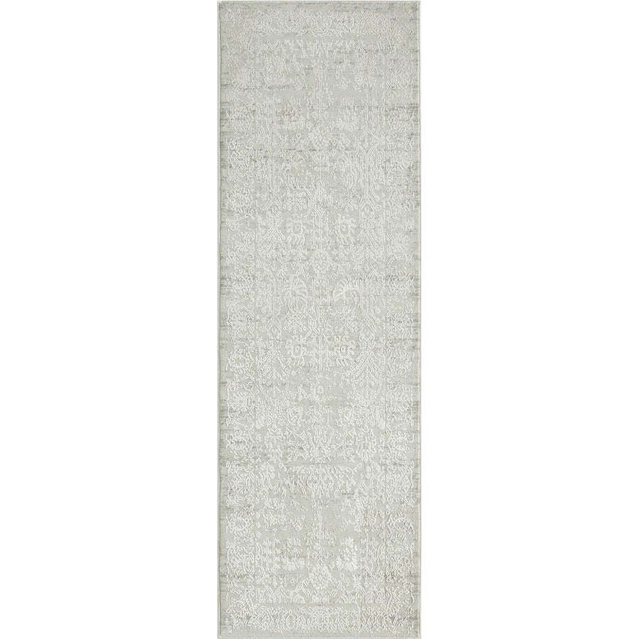 2 X 6 Ivory And Gray Floral Stain Resistant Area Rug Image 1