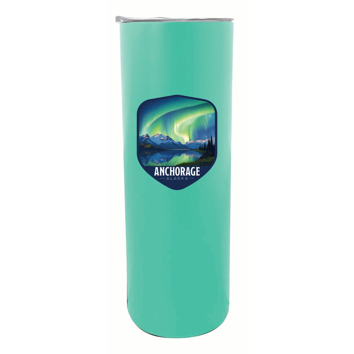 Anchorage Alaska Aurora Borealis Design Souvenir 20 oz Insulated Stainless Steel Skinny Tumbler Image 1