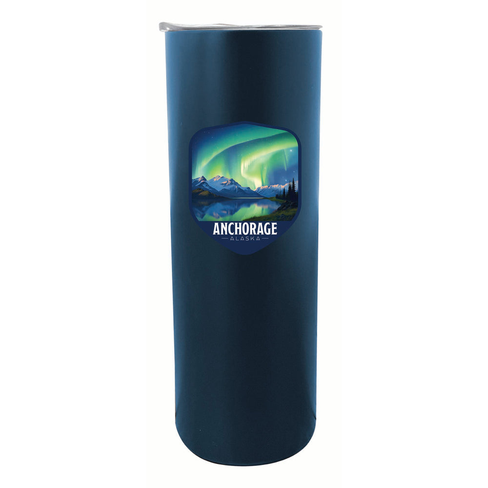 Anchorage Alaska Aurora Borealis Design Souvenir 20 oz Insulated Stainless Steel Skinny Tumbler Image 2