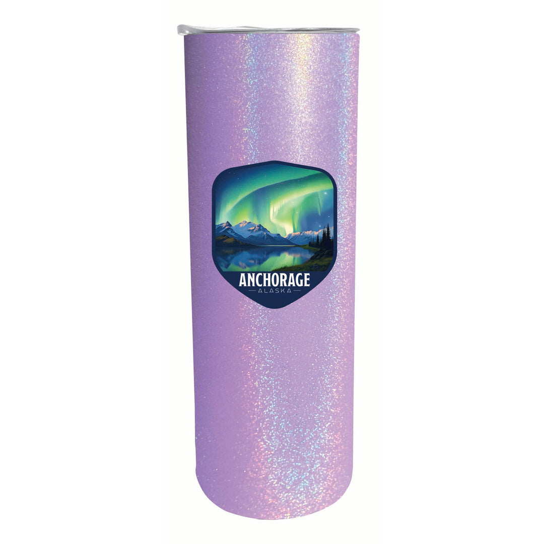 Anchorage Alaska Aurora Borealis Design Souvenir 20 oz Insulated Stainless Steel Skinny Tumbler Image 3