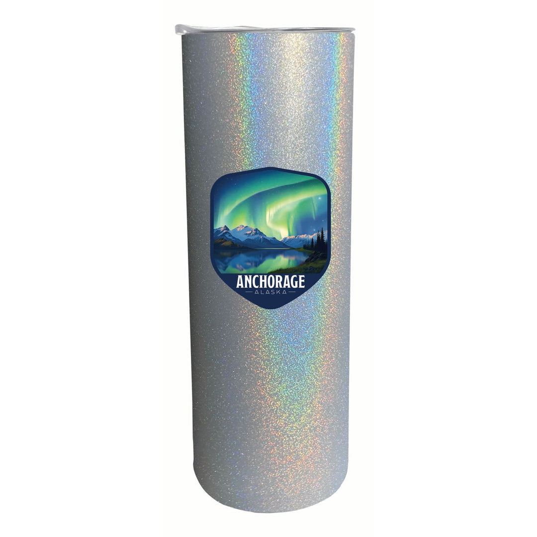 Anchorage Alaska Aurora Borealis Design Souvenir 20 oz Insulated Stainless Steel Skinny Tumbler Image 1