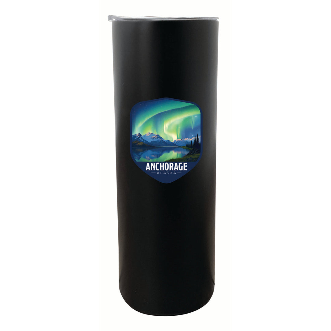 Anchorage Alaska Aurora Borealis Design Souvenir 20 oz Insulated Stainless Steel Skinny Tumbler Image 6